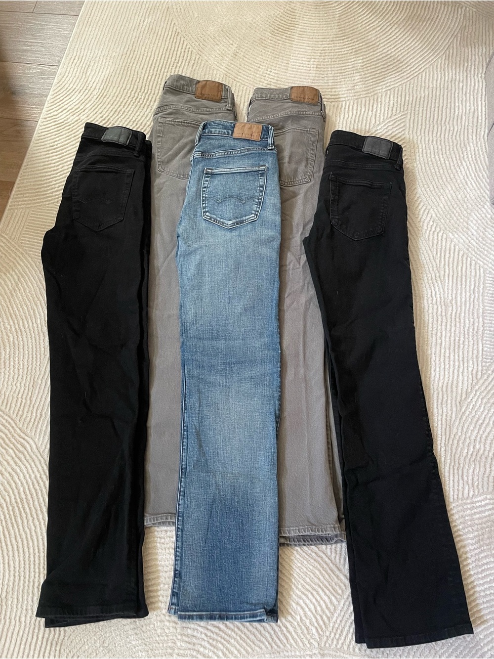 Slim Straight Men's Jeans in Black, Gray and Light Blue -5 pack